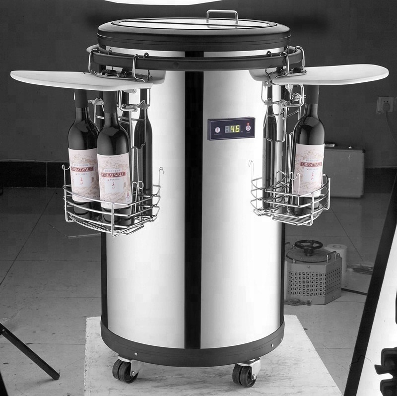 Stainless Steel Round Barrel Beverage Drink Beer Bottle Cooler With Wheels Pc-50e