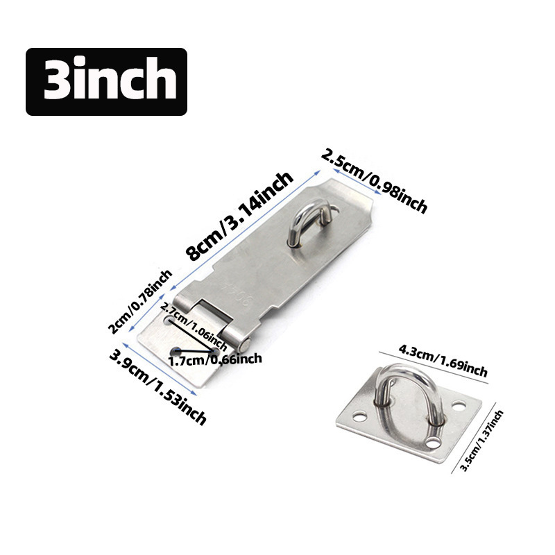 HM3117 Latch Stainless Steel Thickened Closet Cabinet Door Drawer Wooden Door Hasp Padlock Plate Buckle