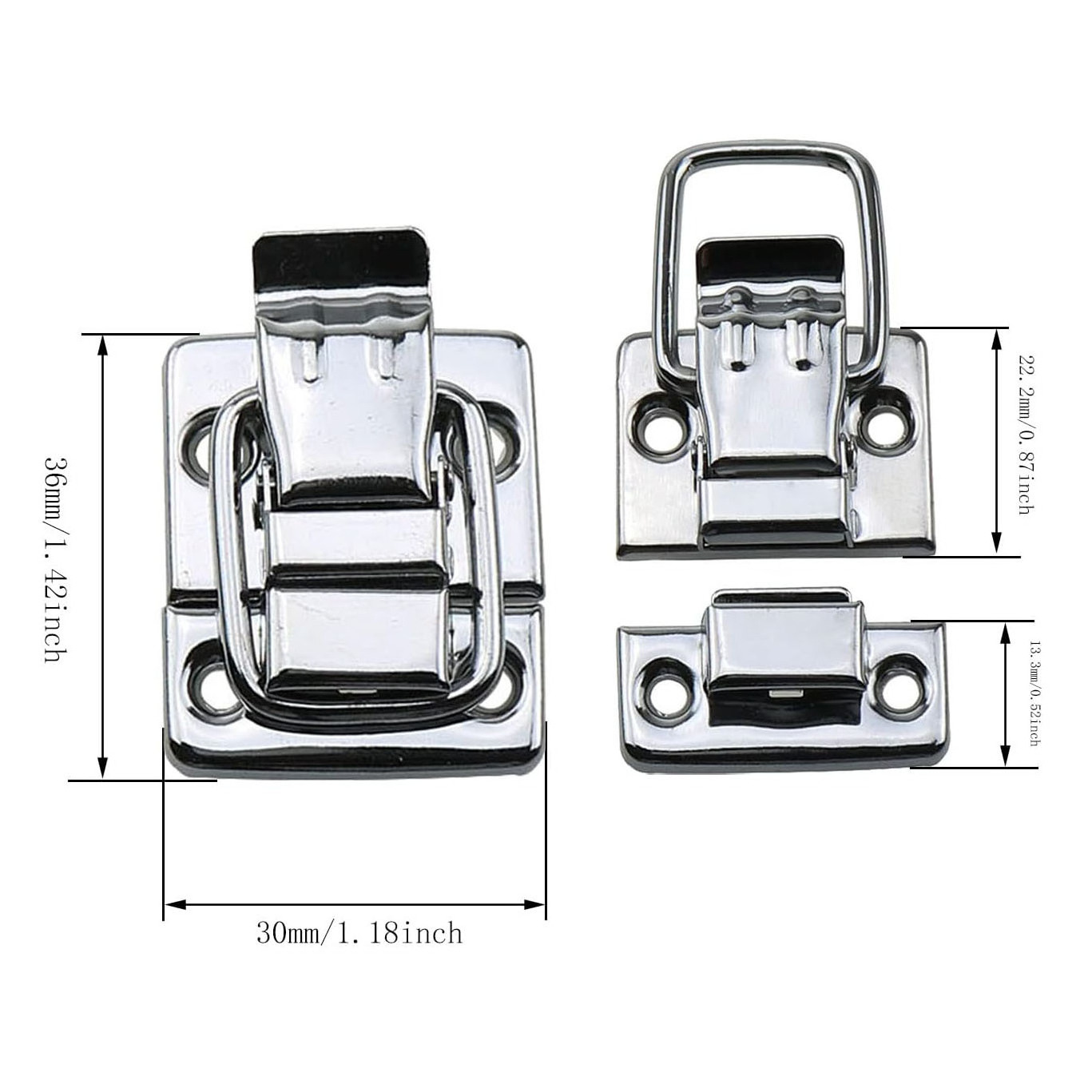 HM3115 Toggle Latches Catch Chest Suitcase Boxes Buckles Trunk Lock Retro Silver Metal Iron Toggle Hasp Latches with Screws