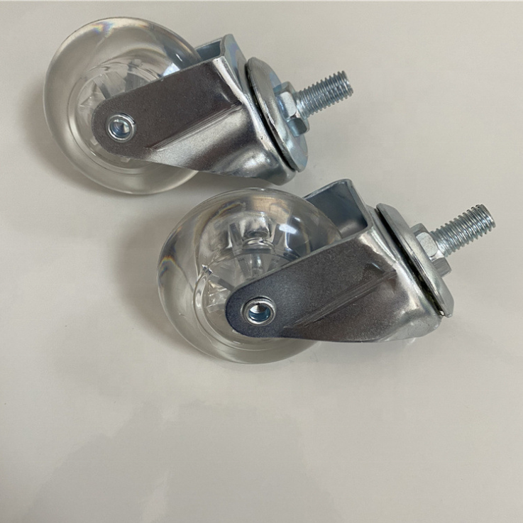 HM2101 Factory Directly Hyaline PU Medical Caster Wheel Transparent Plate Swivel Furniture Castor Wheels for Pram