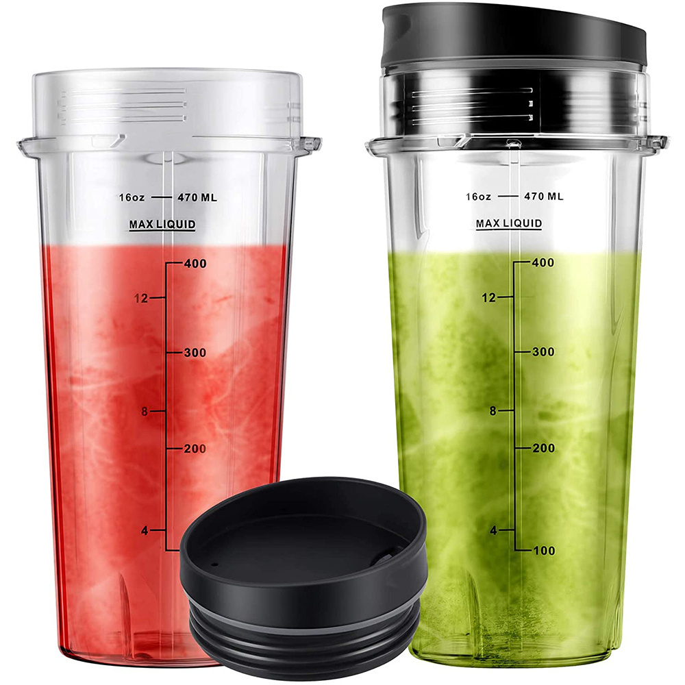 Blender Parts for Ninja Blender  2 Pack Single Serve 16-Ounce Cup Set with lids for Model BL770 BL780 BL660 Professional Blender