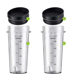 Blender Parts for Ninja Blender  2 Pack Single Serve 16-Ounce Cup Set with lids for Model BL770 BL780 BL660 Professional Blender