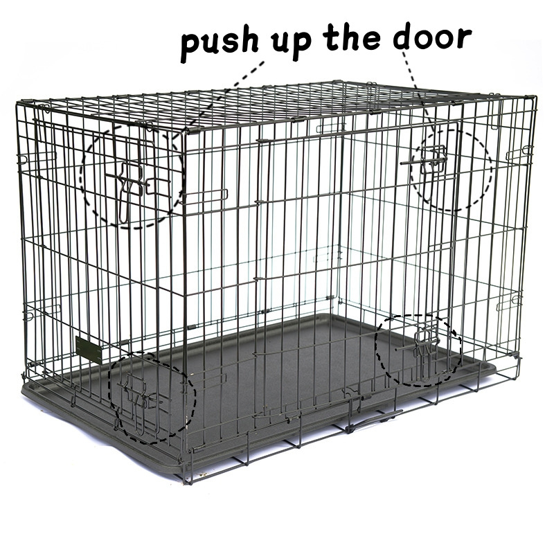 Foldable and Portable Large Dog Crate for Pet Dogs Iron Wire Metal Pet Dog Cage  with tray