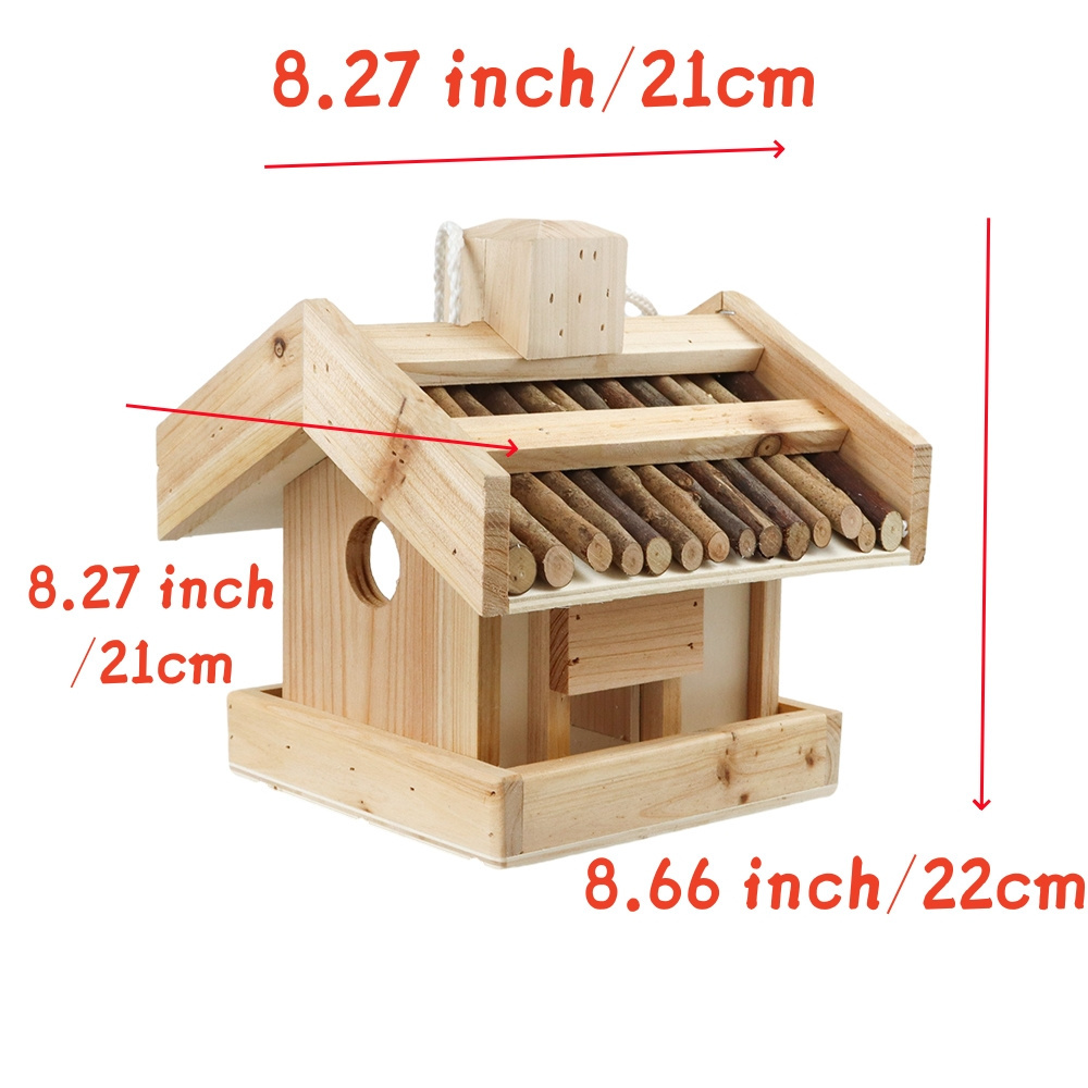 factory direct sale Wooden Bird Feeder Outdoor Hanging Bird Feeder for Garden Yard Outside Decoration