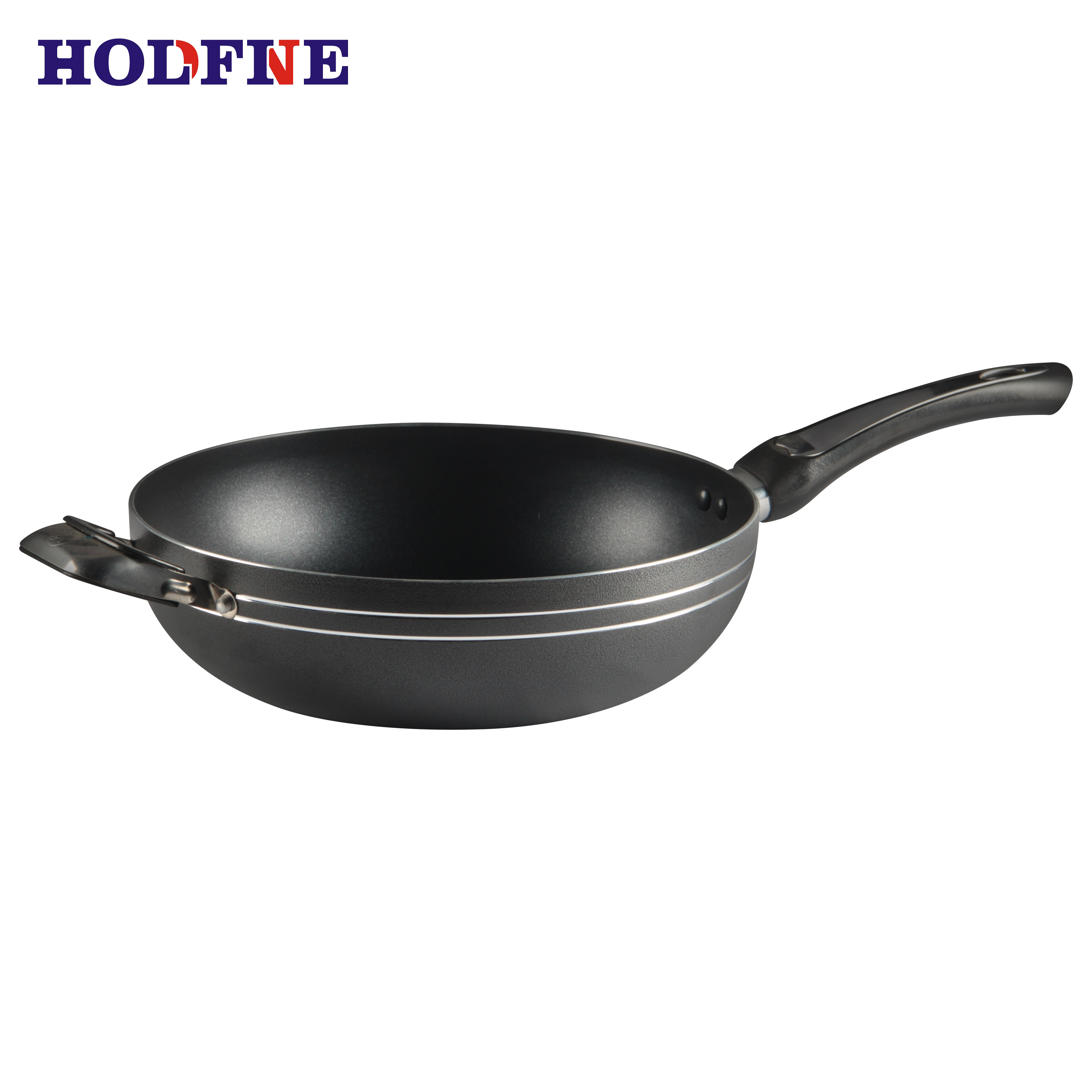 Design of stainless steel handle lines for large belly fryer aluminium frying pan induction bottom