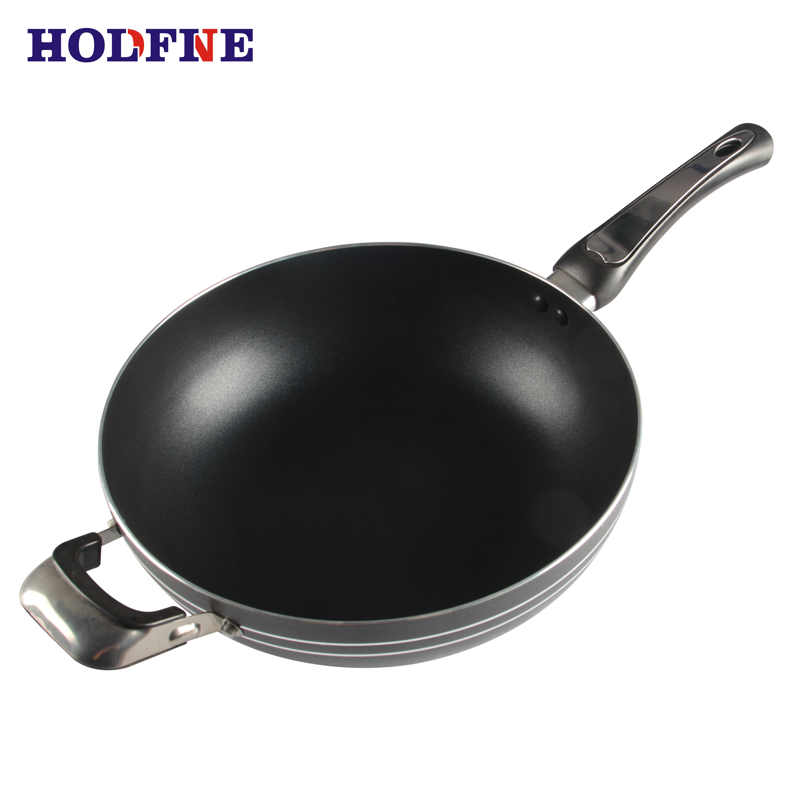 Design of stainless steel handle lines for large belly fryer aluminium frying pan induction bottom