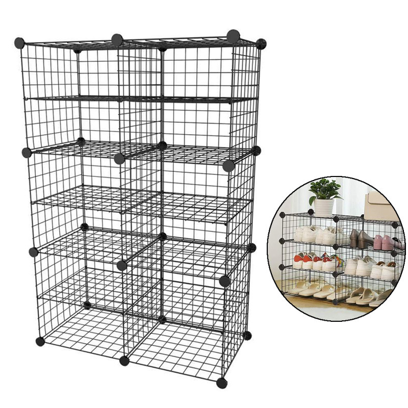 Cheap Shoe Storage Box Diy Assemble Splicing Wire Storage Cubes Grids for Home Storage