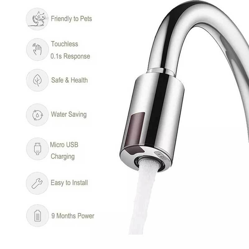 Flexible Stainless Steel Food Grade Water Hose Intelligent Water-saving USB Rechargeable Faucet Sensor Adapter for Kitchen