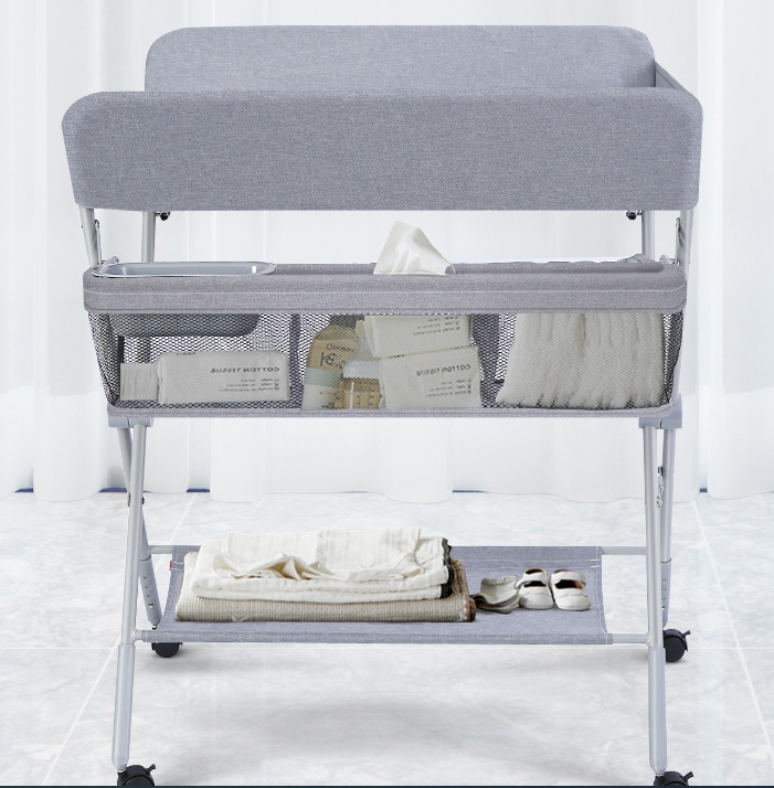 2 in 1 Foldable Baby Nursing Diaper Table Folding Portable Changing Station Table With Wheels