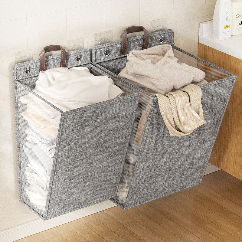 Wall Hanging Laundry Organizer with lid Wall Basket Wall Foldable Hanging Storage Bag Hanging Closet Organizer