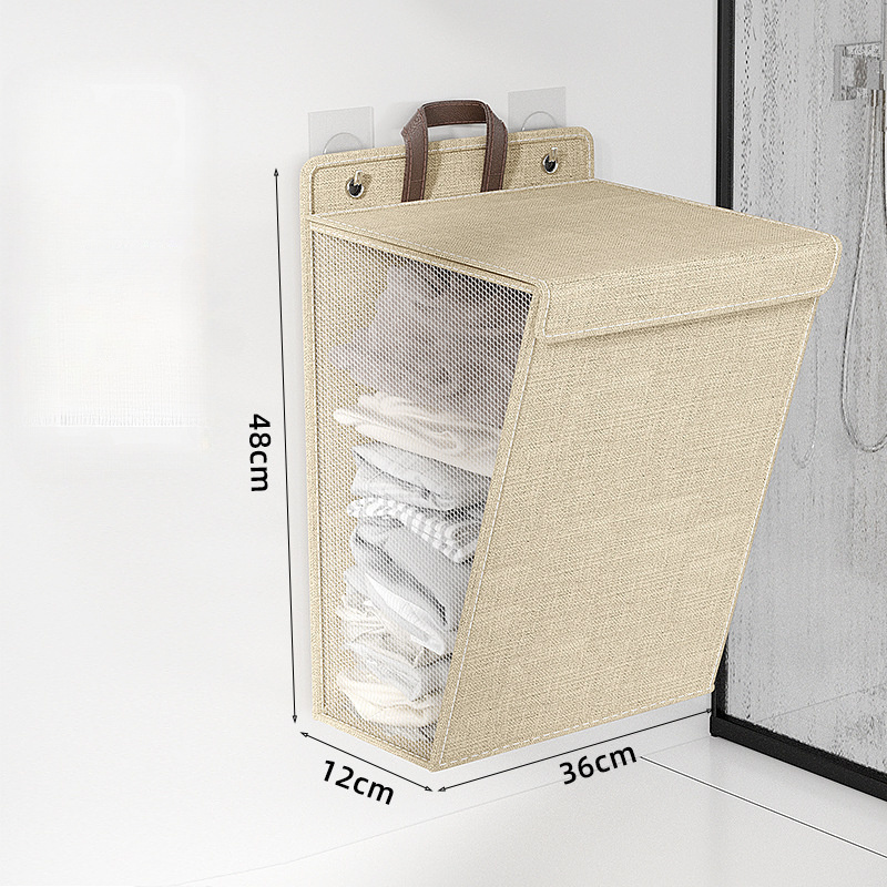 Wall Hanging Laundry Organizer with lid Wall Basket Wall Foldable Hanging Storage Bag Hanging Closet Organizer