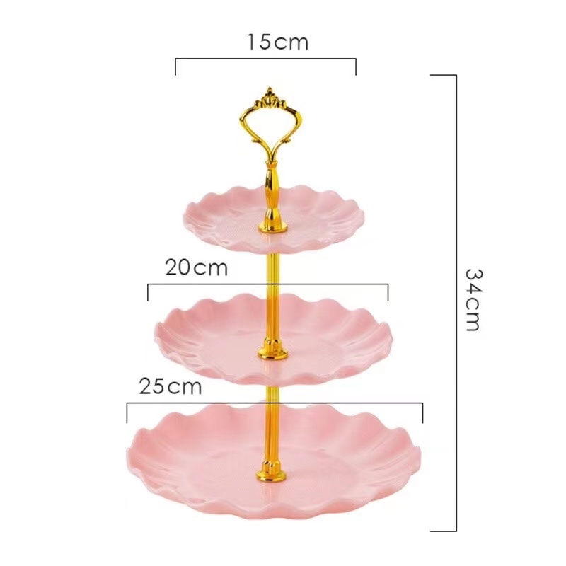 Lixsun 3-Tier Plastic Cupcake Stands Dessert Plates Mini Cakes Fruit Candy Display Tower  for Wedding Birthday Party