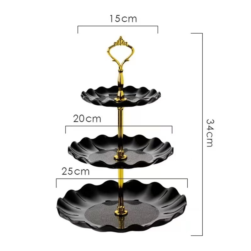 Lixsun 3-Tier Plastic Cupcake Stands Dessert Plates Mini Cakes Fruit Candy Display Tower  for Wedding Birthday Party