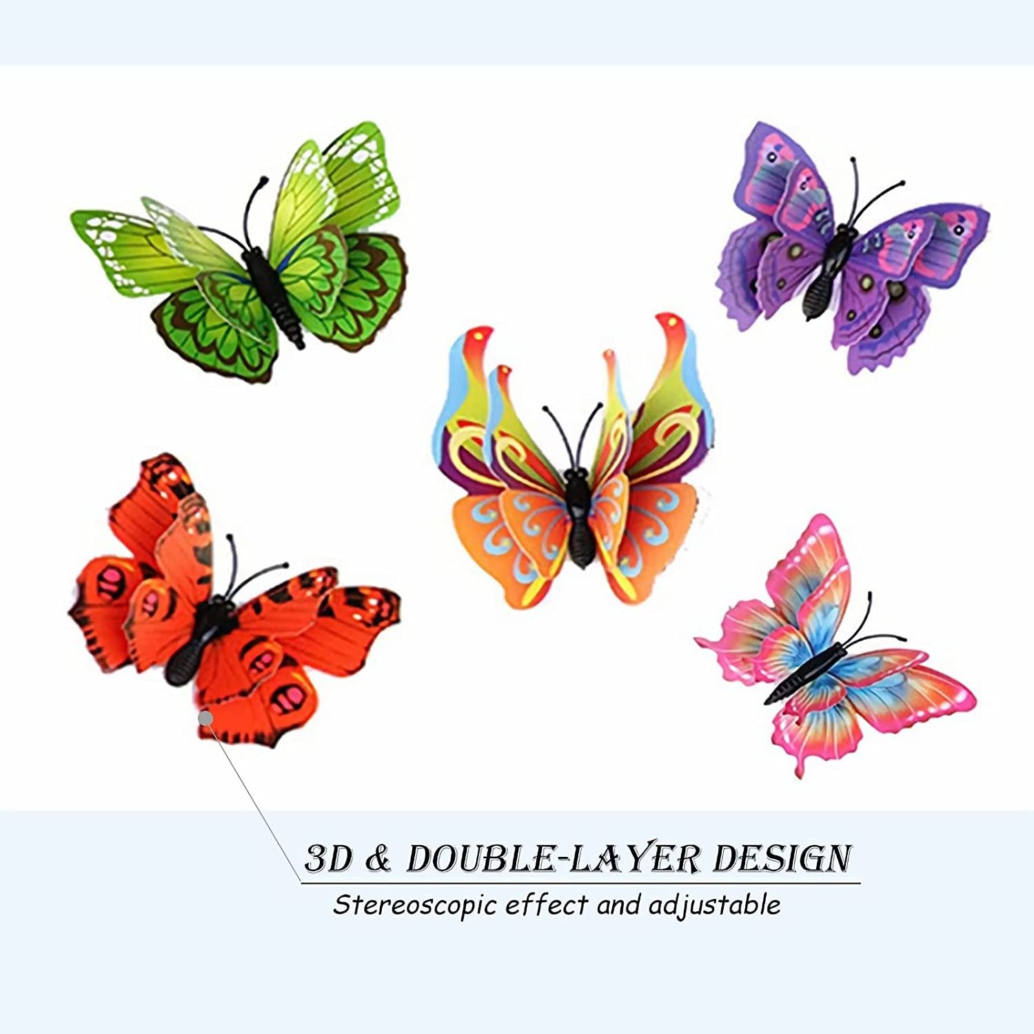 Homesun 3D Butterfly Wall Decor Birthday party Decorations Butterfly Cake Decorations Removable Pink Butterfly