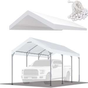 Gazebo Top Cover Carport Replacement Top Canopy Cover White For Car Garage Top Tarp Shelter Waterproof & UV Protected