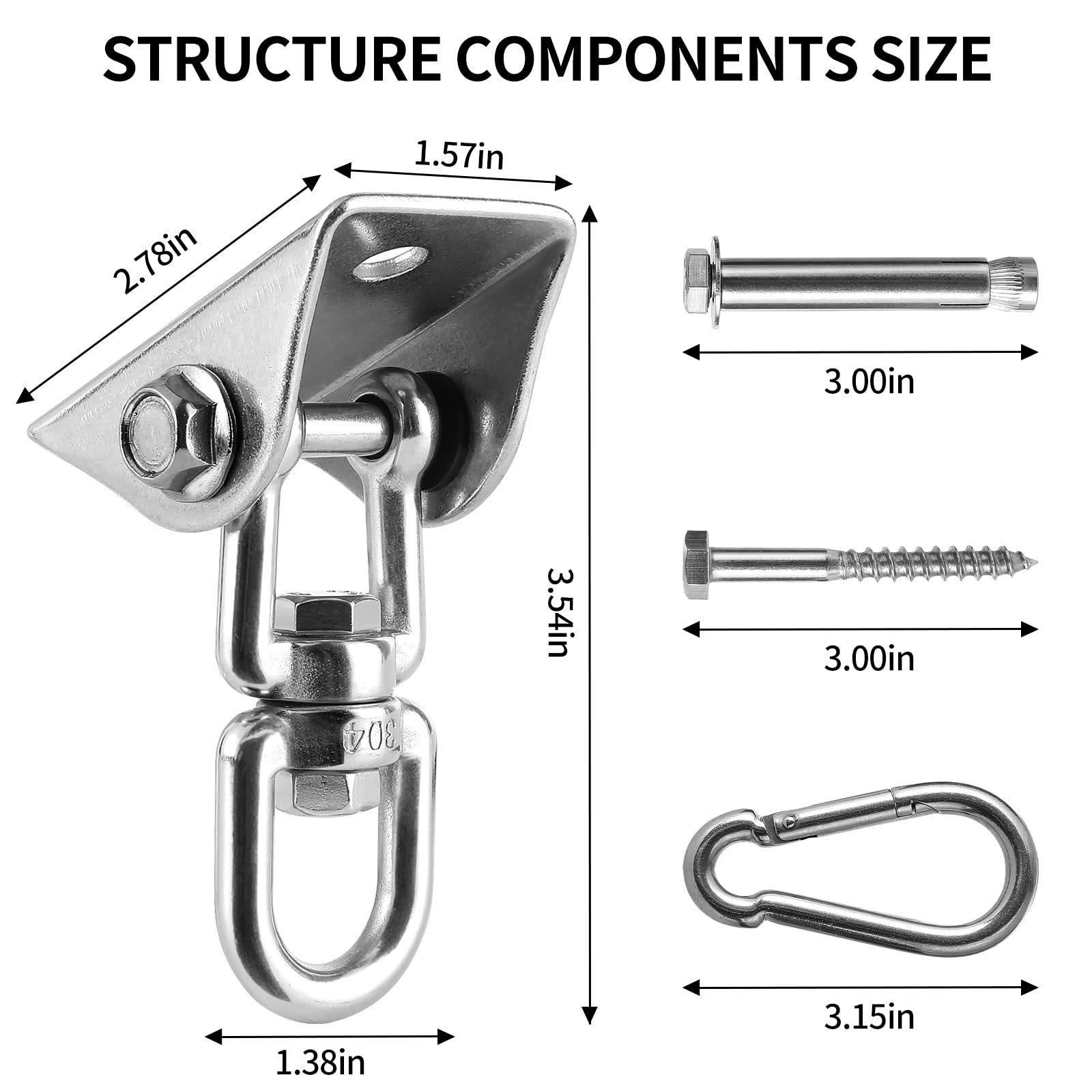 Heavy Duty Black Swing Hangers Screws Bolts Included Over 5000 lb Capacity Playground Porch Yoga Seat Trapeze Wooden Sets