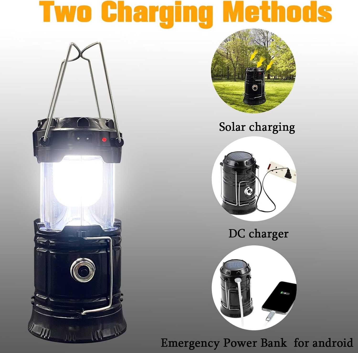 Collapsible Portable LED Camping Lantern Lightweight Waterproof Solar USB Rechargeable LED Flashlight Camping Lamps