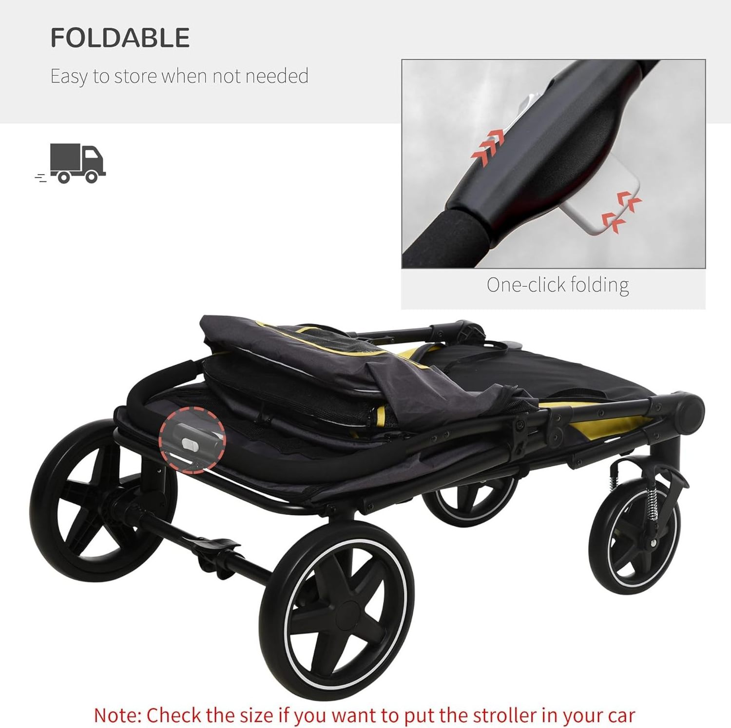 Pet Stroller 4 Wheel Dog Stroller Travel Carrier Adjustable Canopy for Medium And Large Dogs