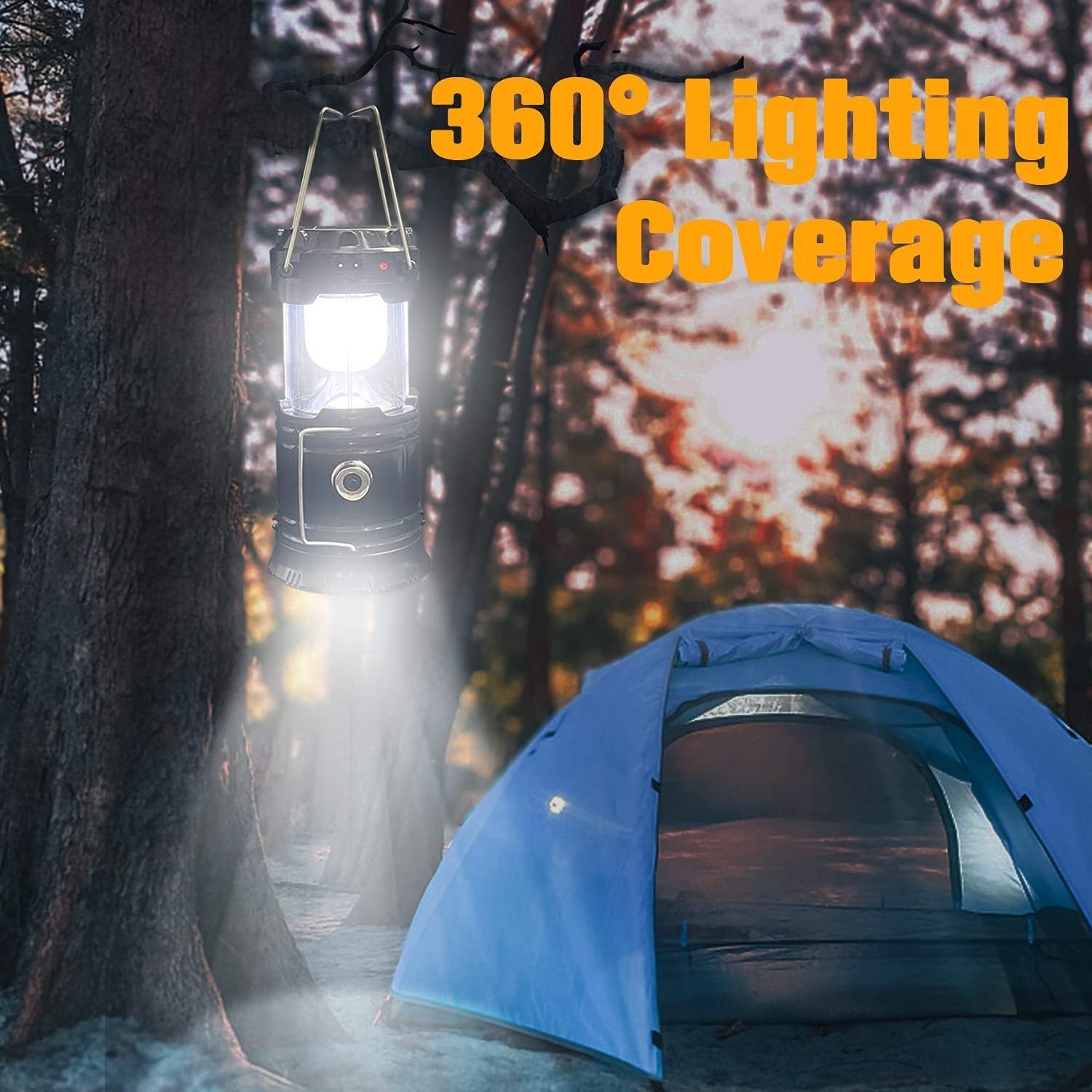 Collapsible Portable LED Camping Lantern Lightweight Waterproof Solar USB Rechargeable LED Flashlight Camping Lamps