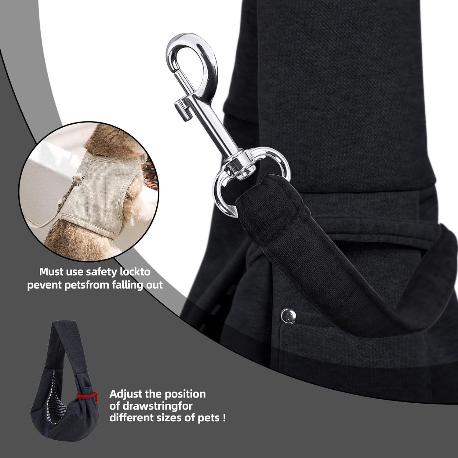 Dog Carrier Sling Reversible Puppy Carrier Purse Hand-Free Dog Sling Carrier for Carry Small Dogs and Cats Travel Safety Harness