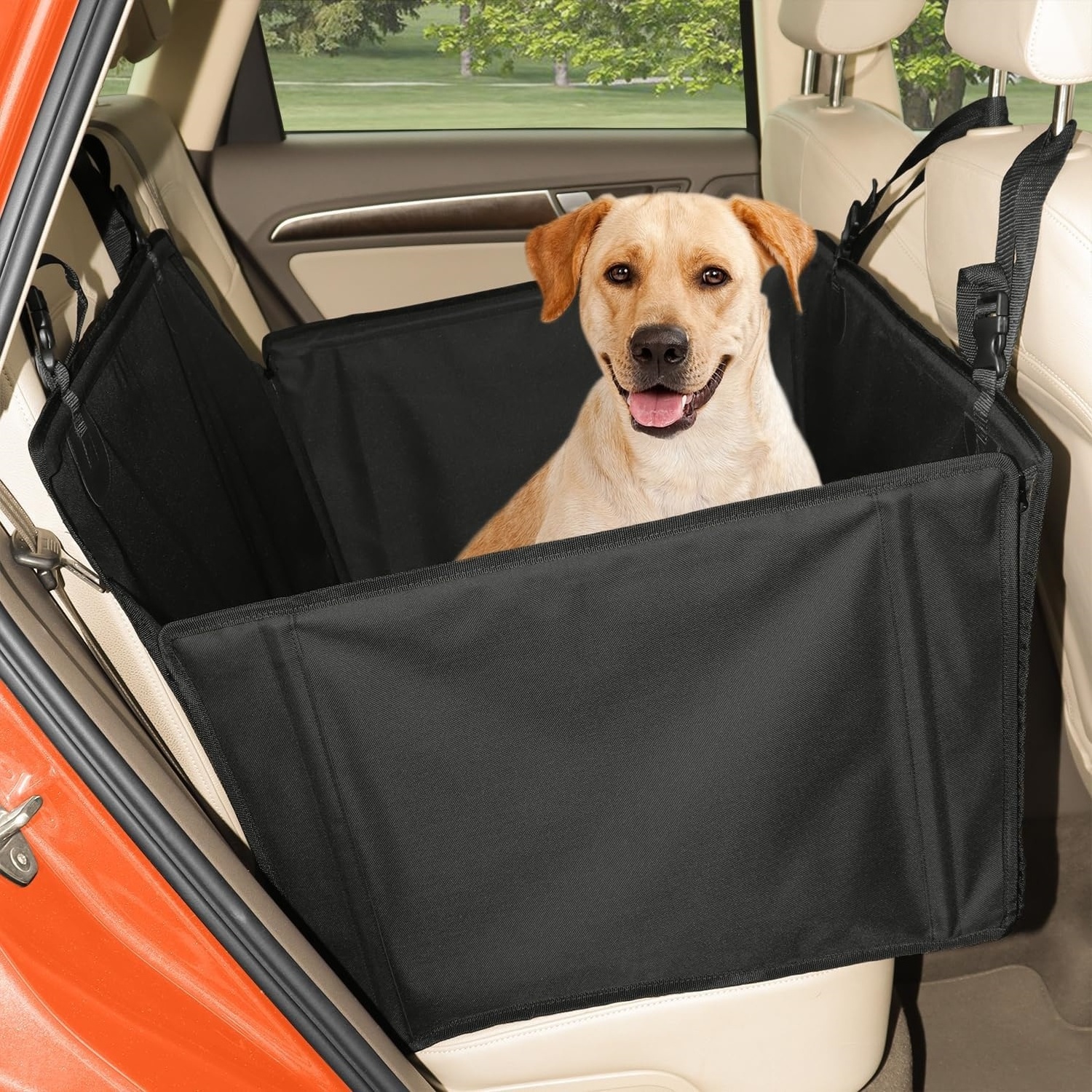 Pet Backseat Cover Pet Dog Car Seat Cover Reinforced Car Dog Seat With 4 Fastening Straps For the Back Seat Of The Car