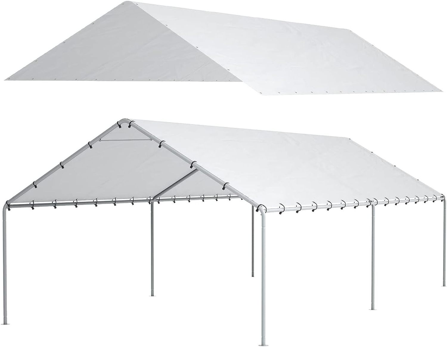 10 x 20 Ft Carport Replacement Canopy Cover Garage Top Tent Shelter Tarp With Free 48 Ball Bungee Cords