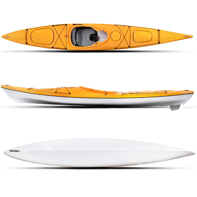 Customized touring ocean kayak for sale cheap ABS thermoformed racing sit in plastic canoe fishing kayak with pedal sea kayak