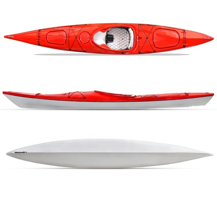 Customized touring ocean kayak for sale cheap ABS thermoformed racing sit in plastic canoe fishing kayak with pedal sea kayak