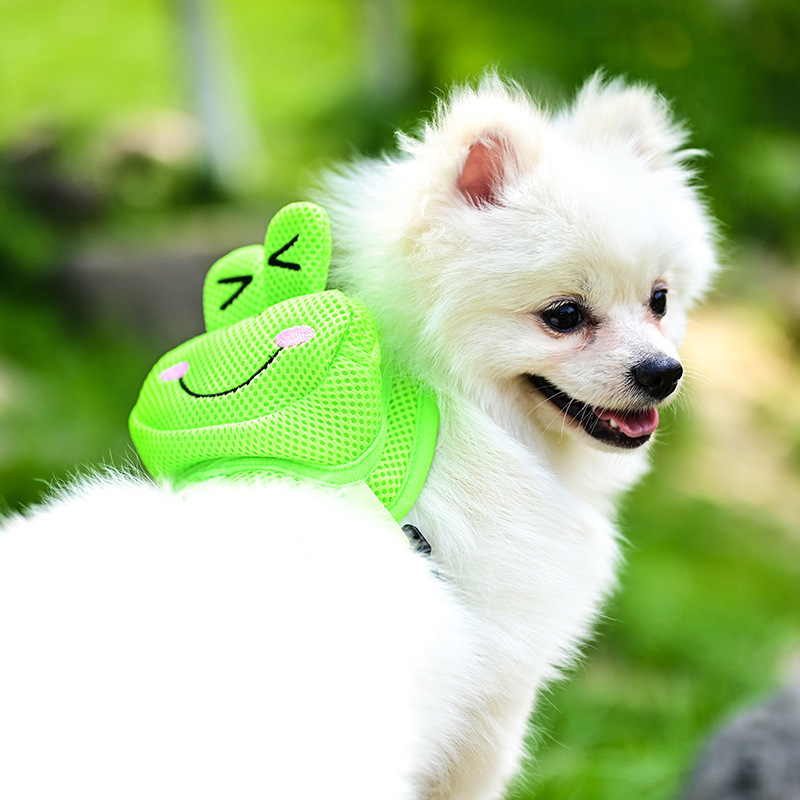 Pet Dog Supplies Outdoor Walking Cute Mesh Pet Vest Breathable Cartoon Small Dog Harness Backpack with Leash