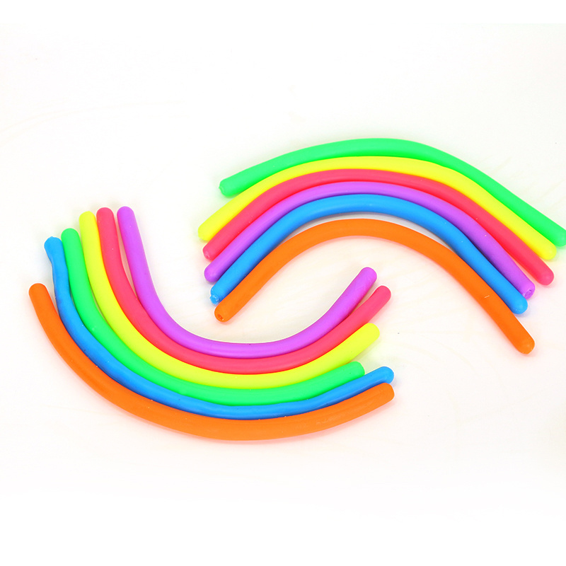 New cute Anti Stress Stretches sensory colorful TPR Noodle rope custom fidget toys