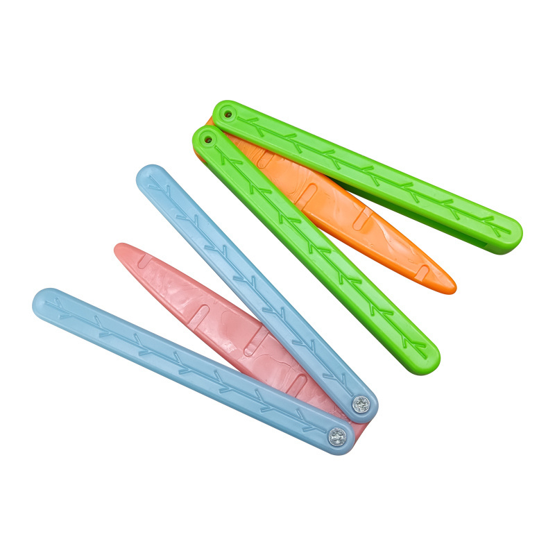 New Fidget Toys Plastic Butterfly Knife Kids Anxiety Stress Relief Sensory Safe Carrot Radish Butterfly Knife Toy