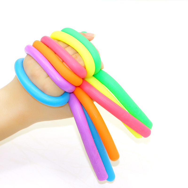 New cute Anti Stress Stretches sensory colorful TPR Noodle rope custom fidget toys