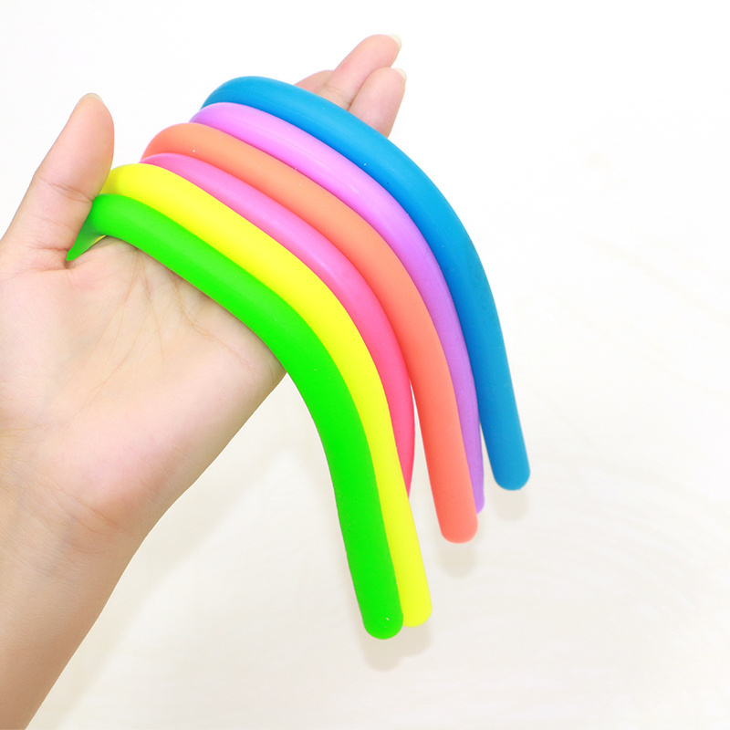 New cute Anti Stress Stretches sensory colorful TPR Noodle rope custom fidget toys