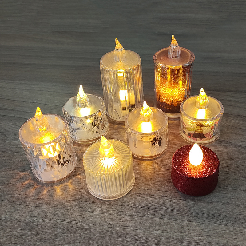 Wedding Birthday Dinner Flameless Electric LED Plastic Candle Lights Button Batteries Tea Light Candles