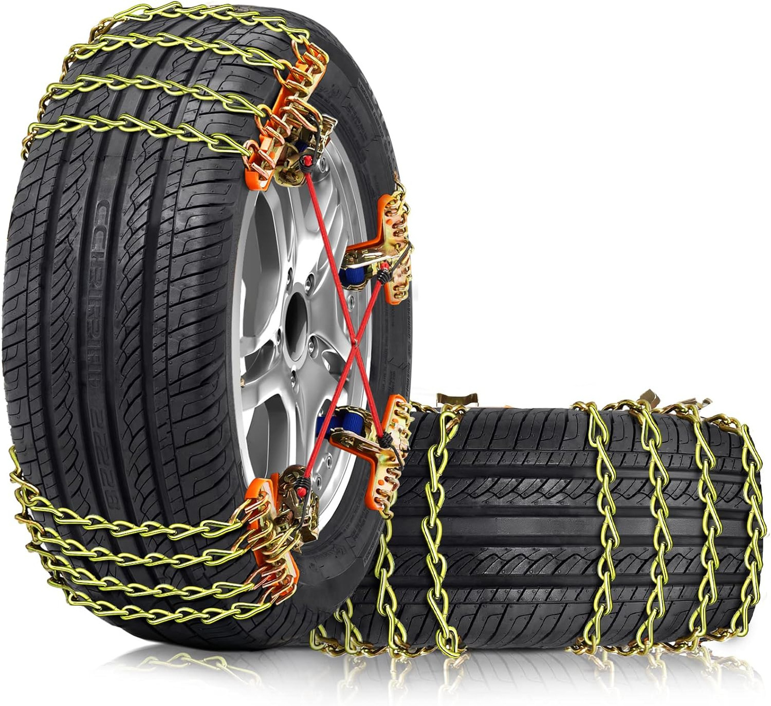 Tire Chains Snow Chains for Car SUV Pickup Trucks, for Tire Adjustable Portable Universal Emergency Thickening Anti-skid Chains