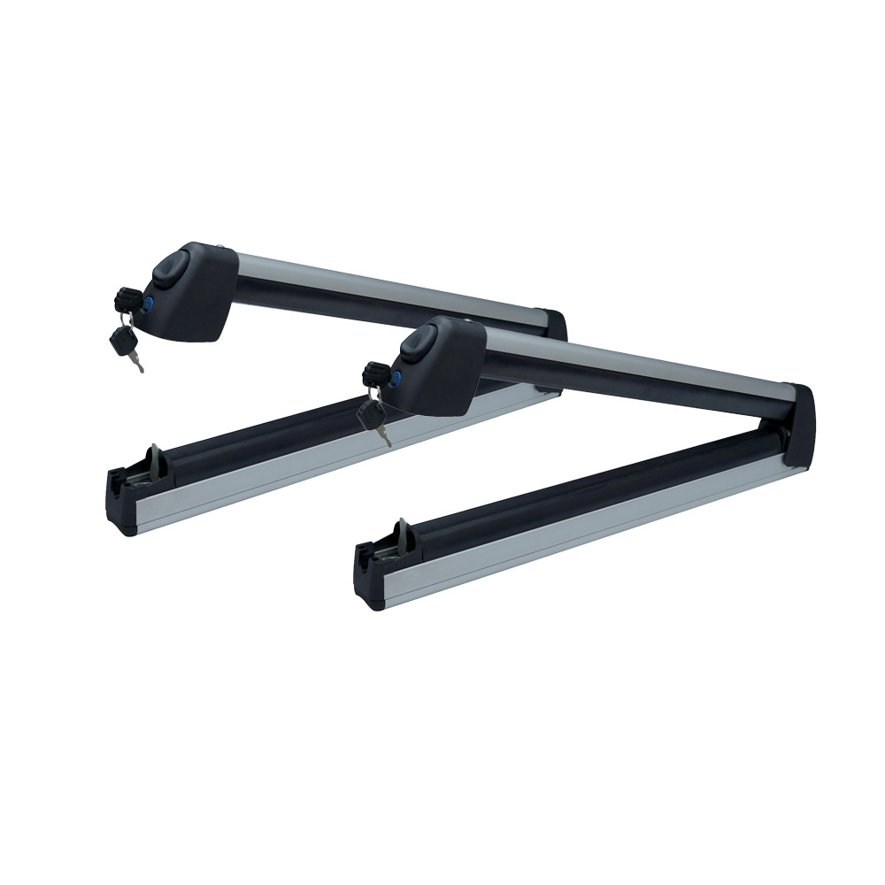 Ski Rack for Roof Rack, Aluminum Snowboard Rack with Key Locked Clamping Mechanism