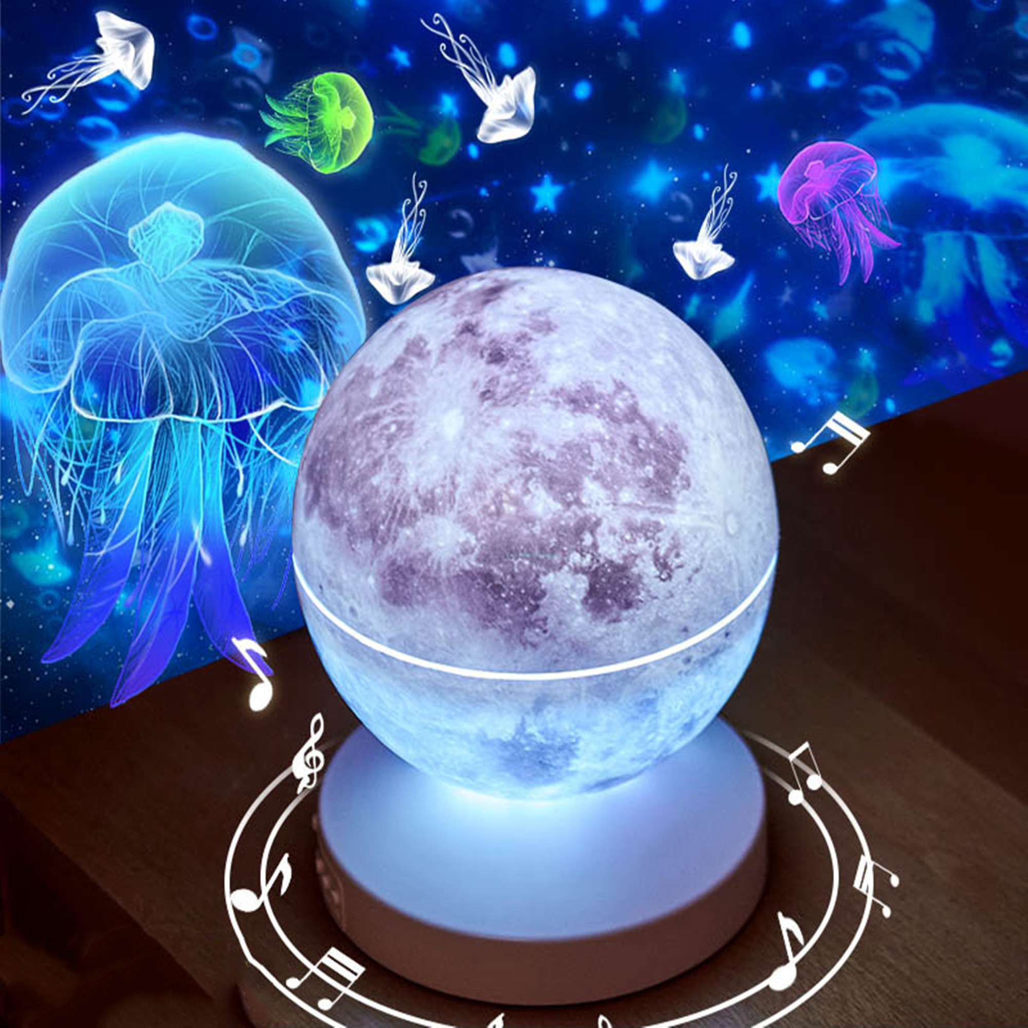 Smart Moon Projector lamp Rotate Decoration Moon Light 13 fun themes Bedroom Kids Sleep Moon Projector Night Light