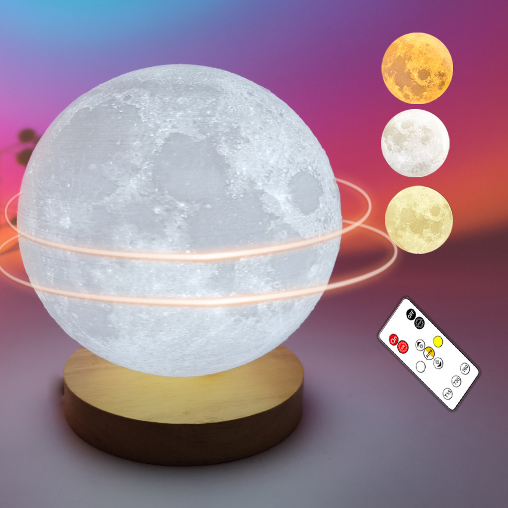 16 Colors 3D Moon lamp LED Rotating Night Light USB Rechargeable Remote Moon Light Multifunction Spin Moon Lamp