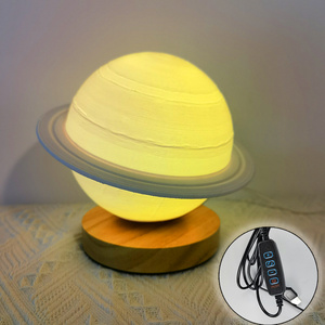 3D Print Moon Rotating Saturn Lamp Novelty Gifts For Kids LED Light Smart Home Decor Spin Saturn Moon Light