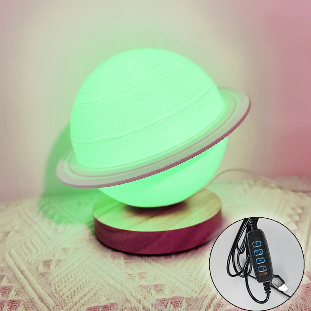 3D Print Moon Rotating Saturn Lamp Novelty Gifts For Kids LED Light Smart Home Decor Spin Saturn Moon Light