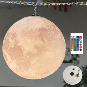 16 Colors Rotating Suspension Moon Lamp Kids Room Decoration Modern LED Ceiling Light 3D Print Pendant Moon Lamp