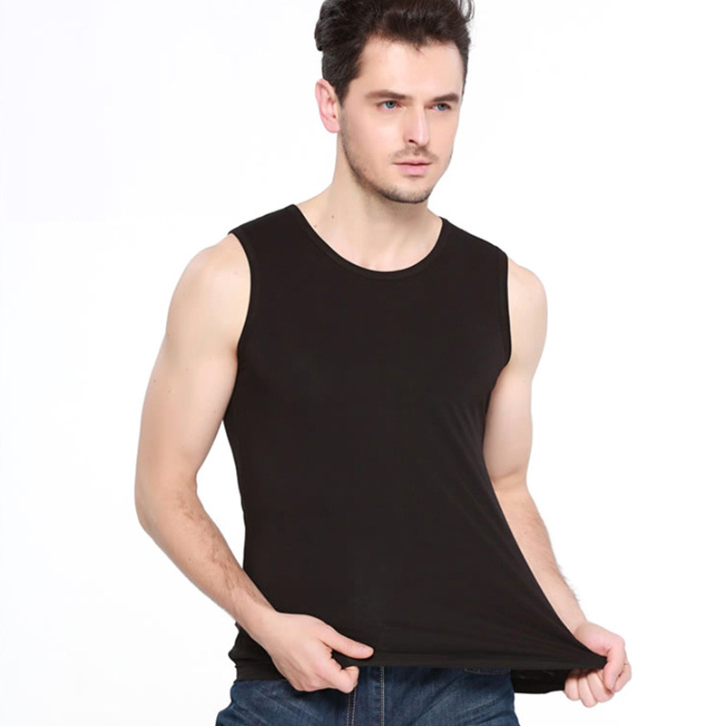 Summer MOQ 100 Pcs Custom Bamboo Gym O-neck Casual Men DOT Pattern Customs Logo Customized Colors tank top Vest