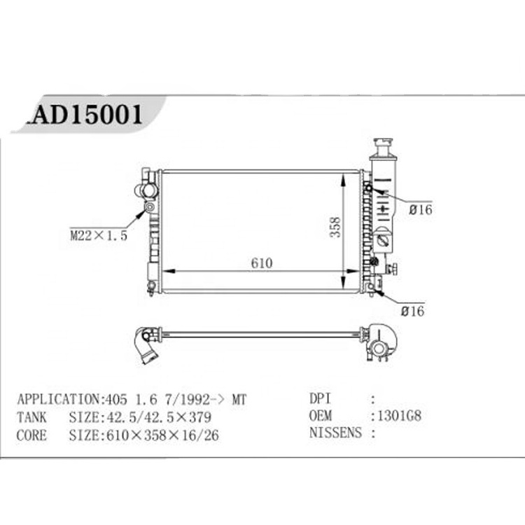Car radiator 1301G8 radiator for PEUGEOT- 405 for cooling system radiator