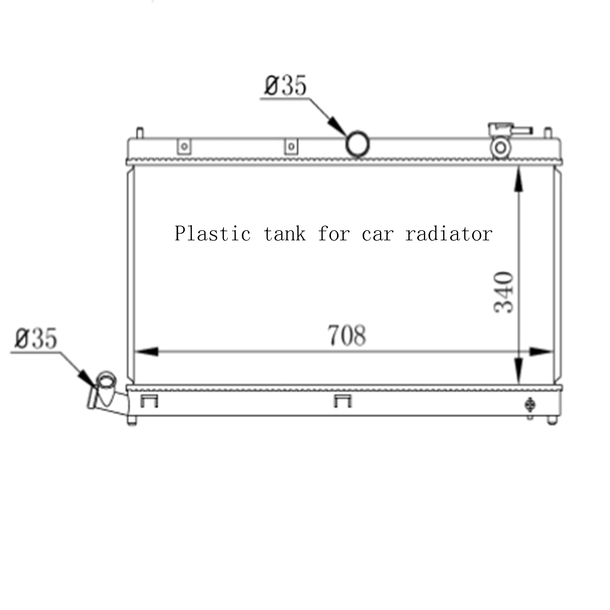 pa66 gf30 water tank for aluminum car radiator for gm