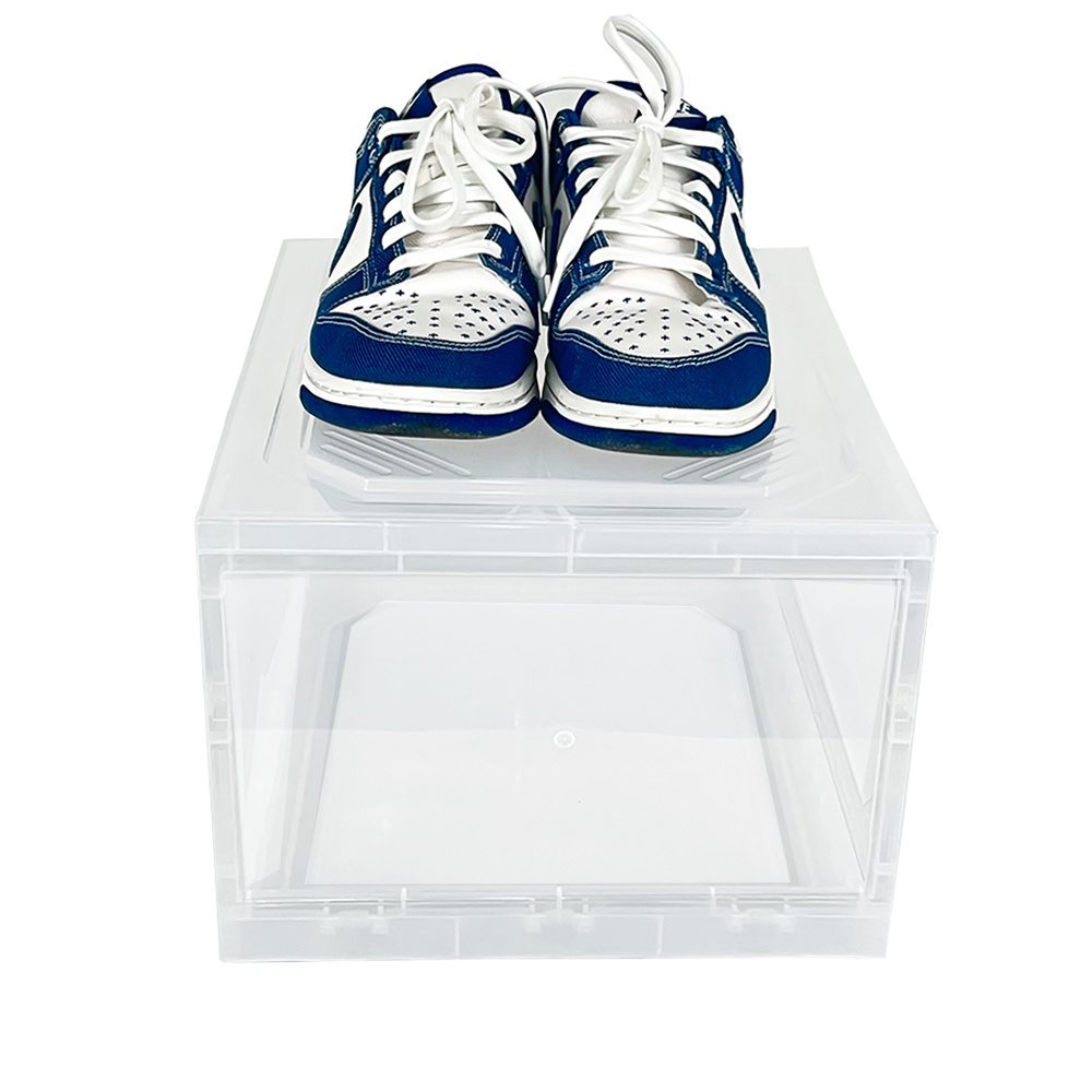 Customized Logo Hot Stackable Shoe Storage Box Crates Plastic Clear Sneaker Box For Shoes Display Shoe Case