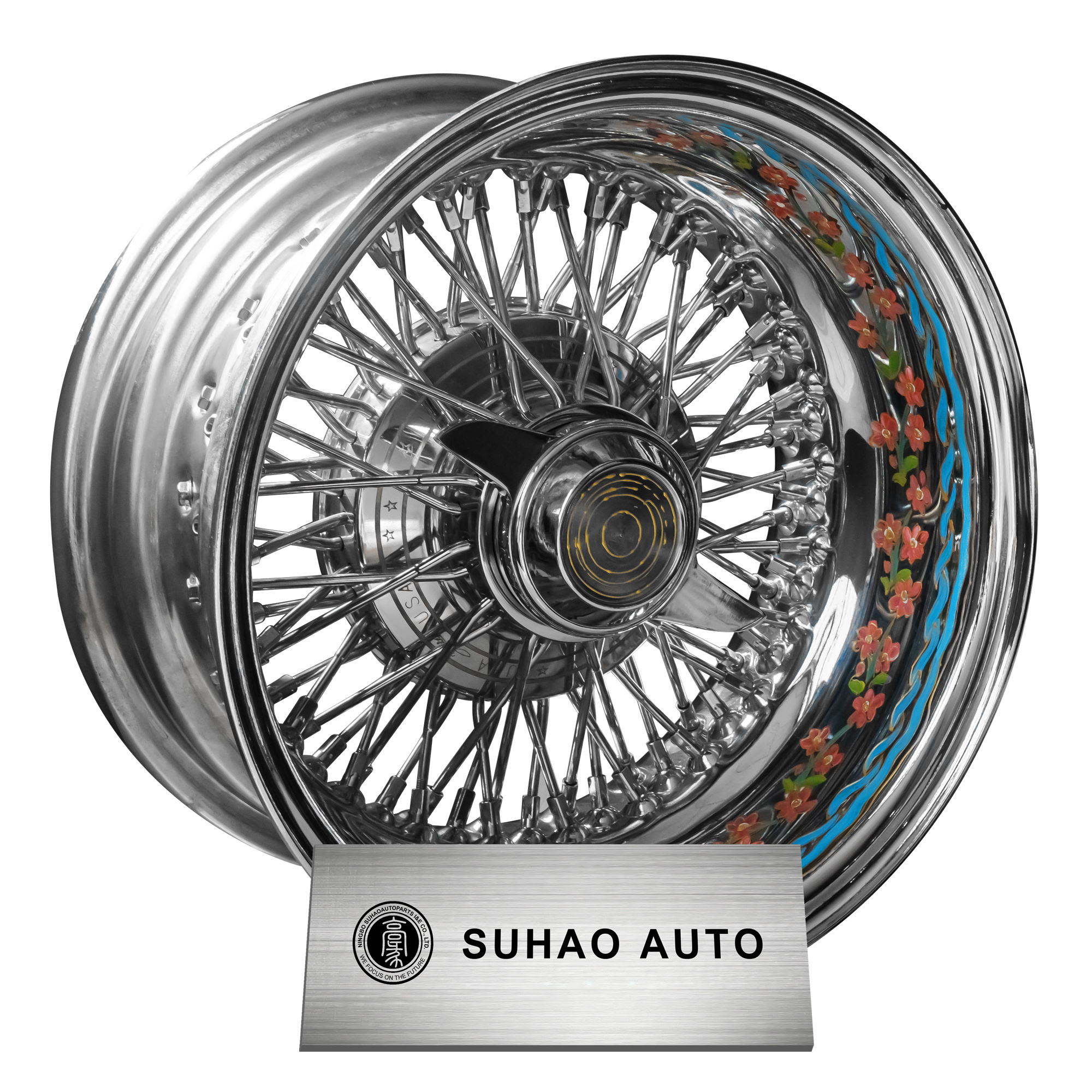 custom Chrome steel wire wheel 13 to 24 inch wire spoke rims alloy wheel PCD 5x114.3 5x130 5x120 rims car rims vintage car