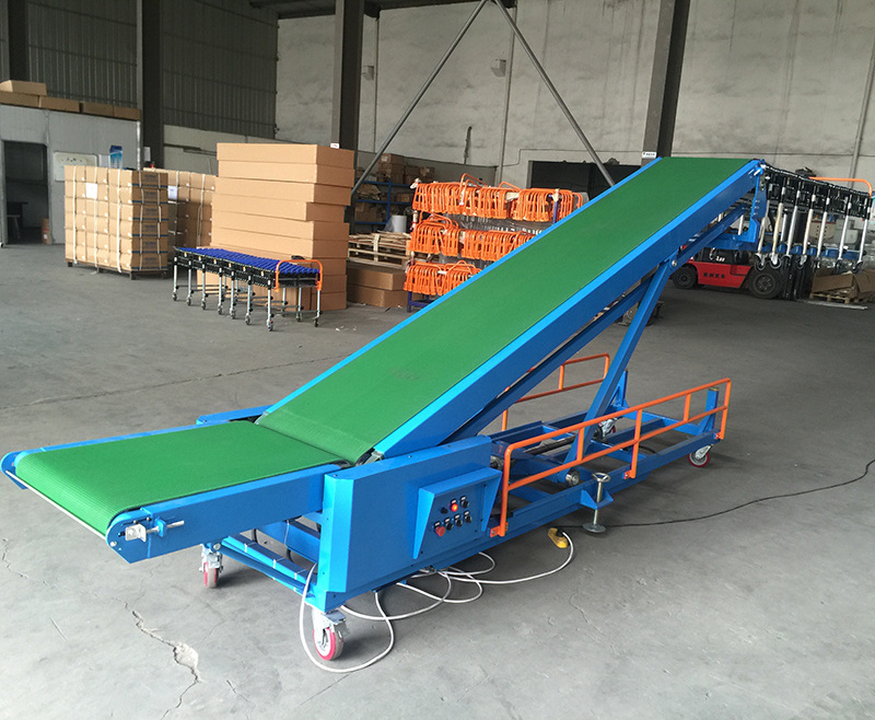 Portable mobile incline automatic belt conveyor system for truck loading and unloading