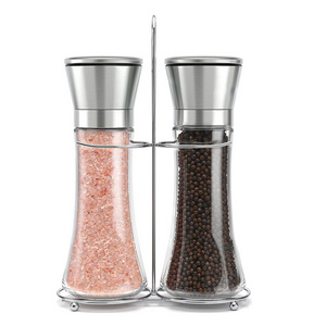 Stainless Steel Glass Kitchen Ajustable Pepper Salt Mill, Pepper Grinder