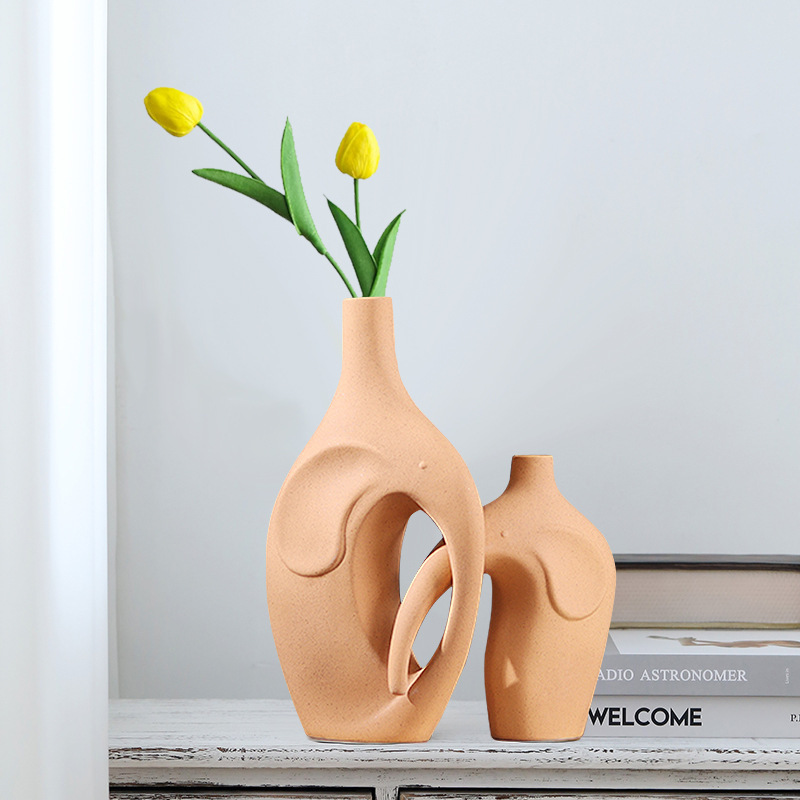 Ceramic Elephants  Vase set of  2 Natural Dried Flowers Vases For Home Decor Nordic Modern Bouquet