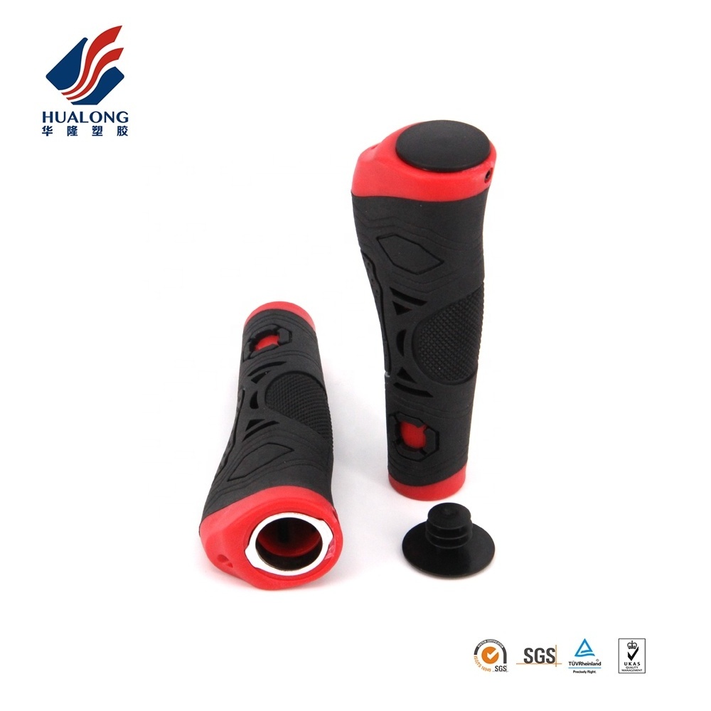 R2 HUALONG HL-G239 Bicycle Parts Inside Lock Ergonomic Black Red Motorcycle Handlebar grips With Bar Ends Plugs